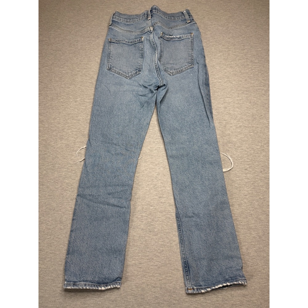 AGOLDE 90s Distressed High Rise Straight Leg Jeans 24 Button Fly Ripped Knee - Picture 3 of 11